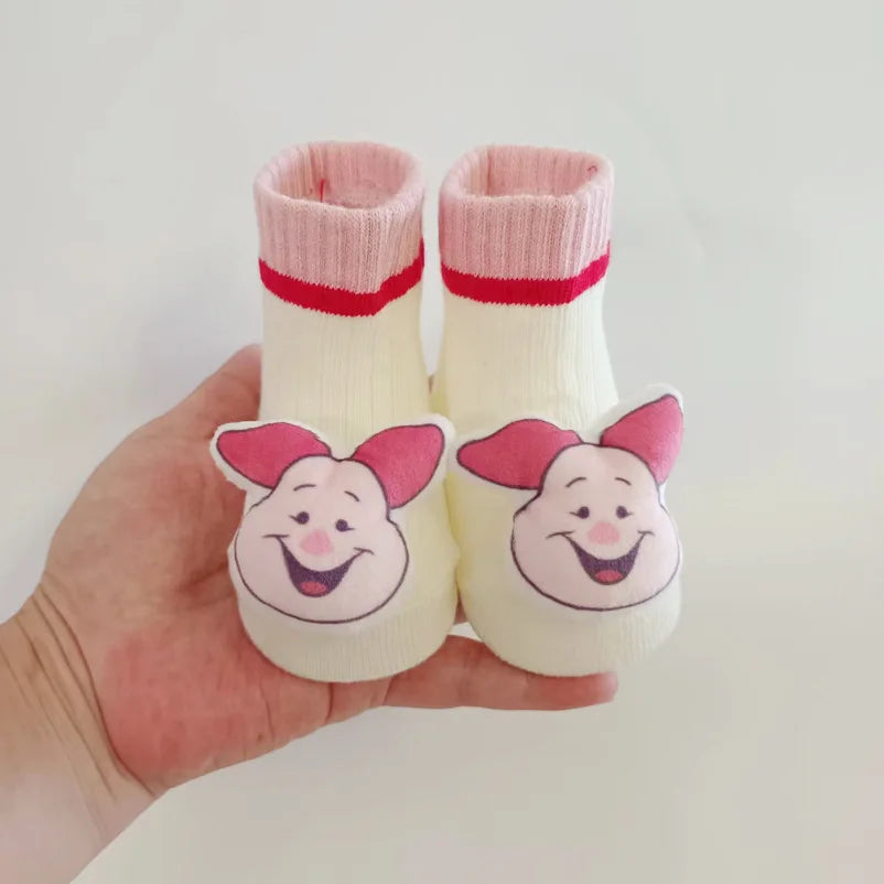 Disney Mickey Stitch Cartoon Cute Doll Baby Socks Cotton Non-slip Sock Newborn Girls Clothes Boys Accessories Babies Stuff Kids