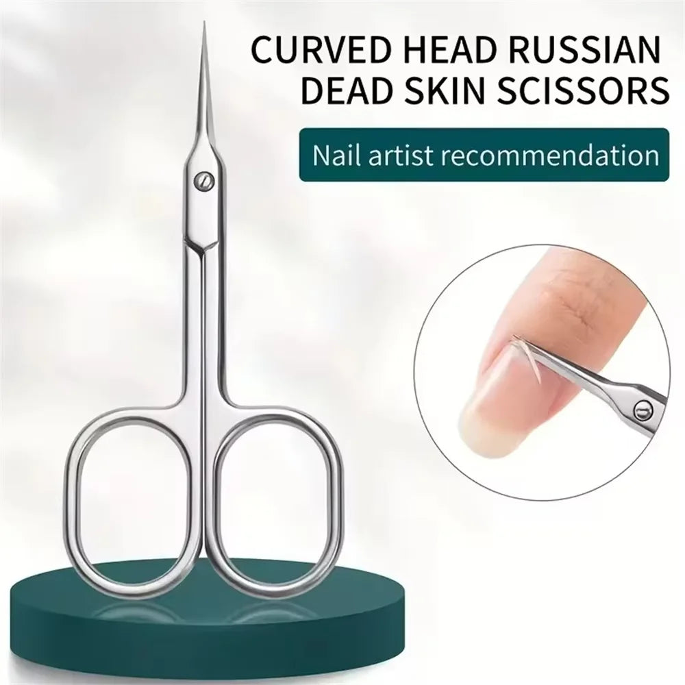 Precision Bending Stainless Steel Scissors - A Multifunctional Beauty Tool for Eyebrow and Makeup Care, with A Non Slip Grip