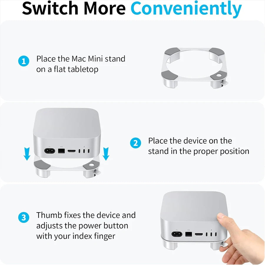 Desktop Stand for Mac mini M4/M4 Pro 2024 Heat Dissipation Bracket Aluminum Alloy Mount Dock Cooling Holder Accessories