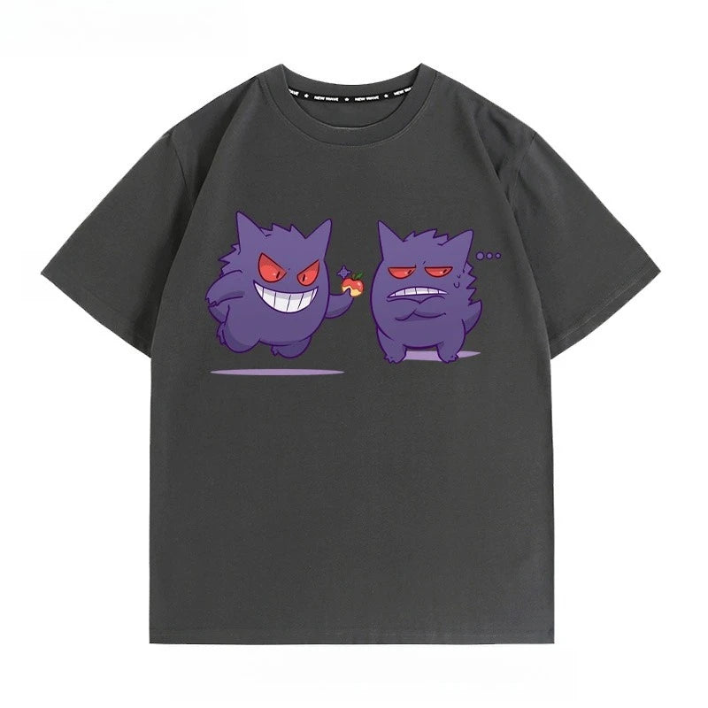 Pokémon Peripheral Clothes Gengar Cartoon Couple Wear Short-sleeved Top Men and Women Summer Animation Peripheral Joint T-shirt