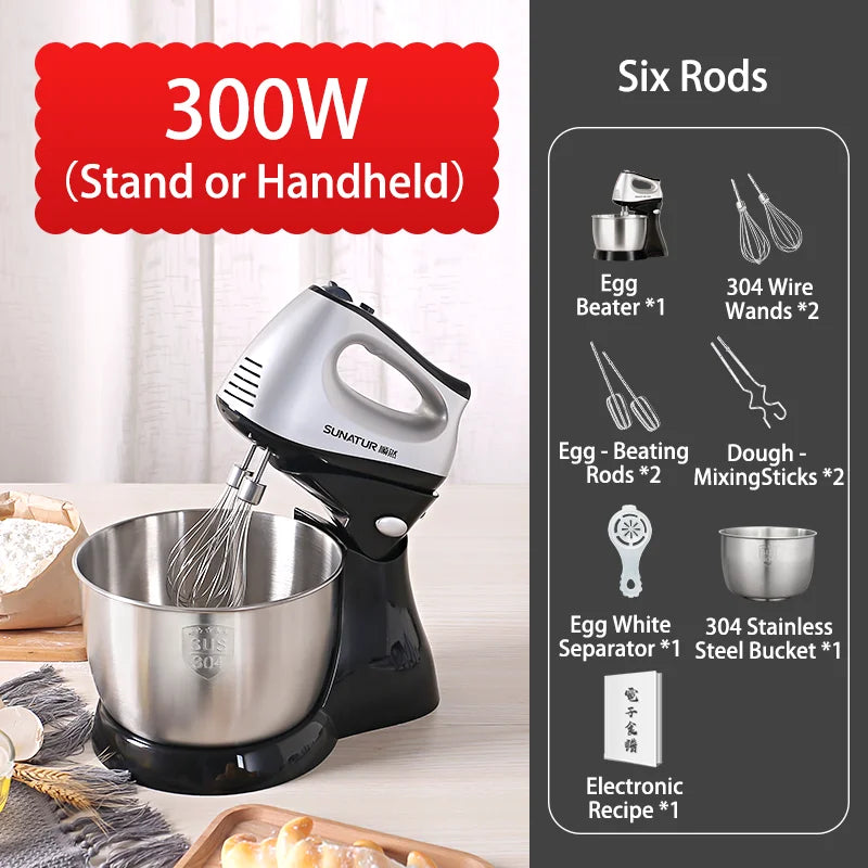 SUNATUR Electric Kitchen Blender Machine: Handheld Beater Processor, Supports Cake Cream Egg Mixing - Essential Home Appliance