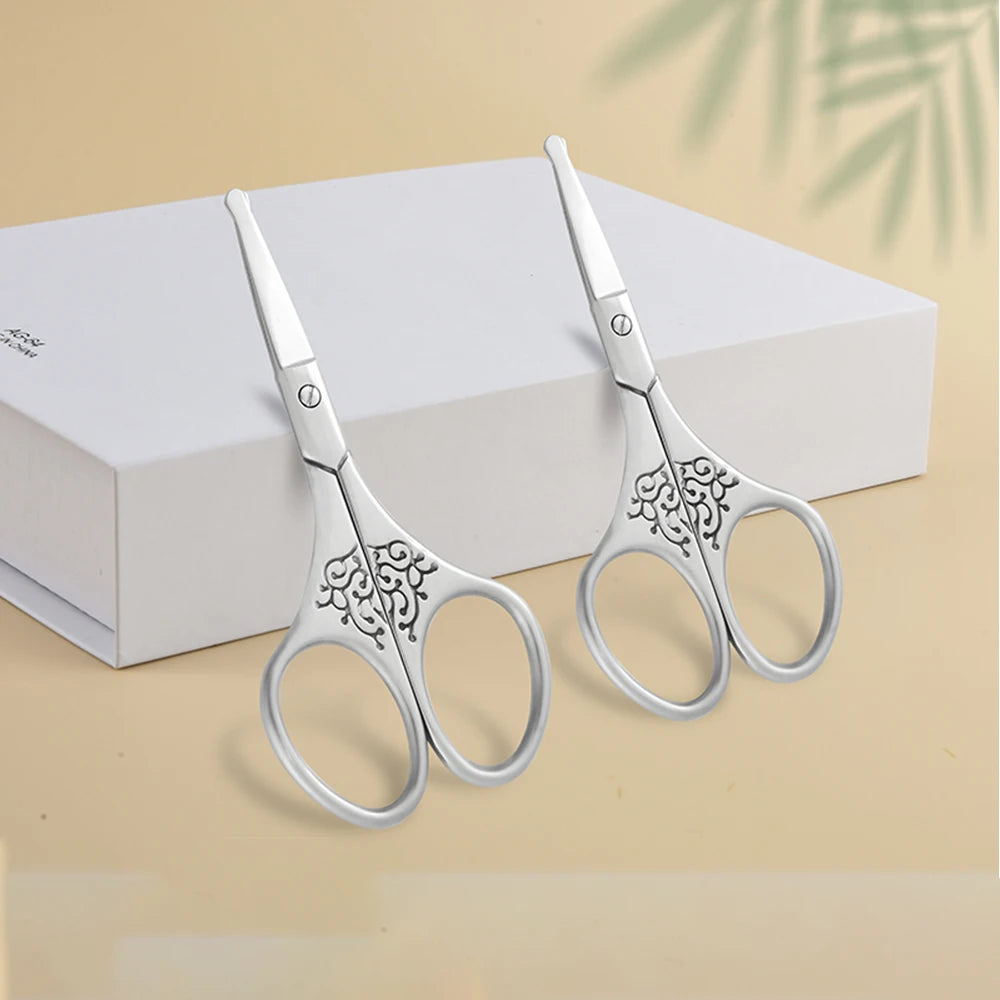 Chinese style Makeup scissors,Nose Hair Scissors,Stainless Steel Eyebrow Scissors,Safety Rounded Tip Small Scissors for Eyebrow