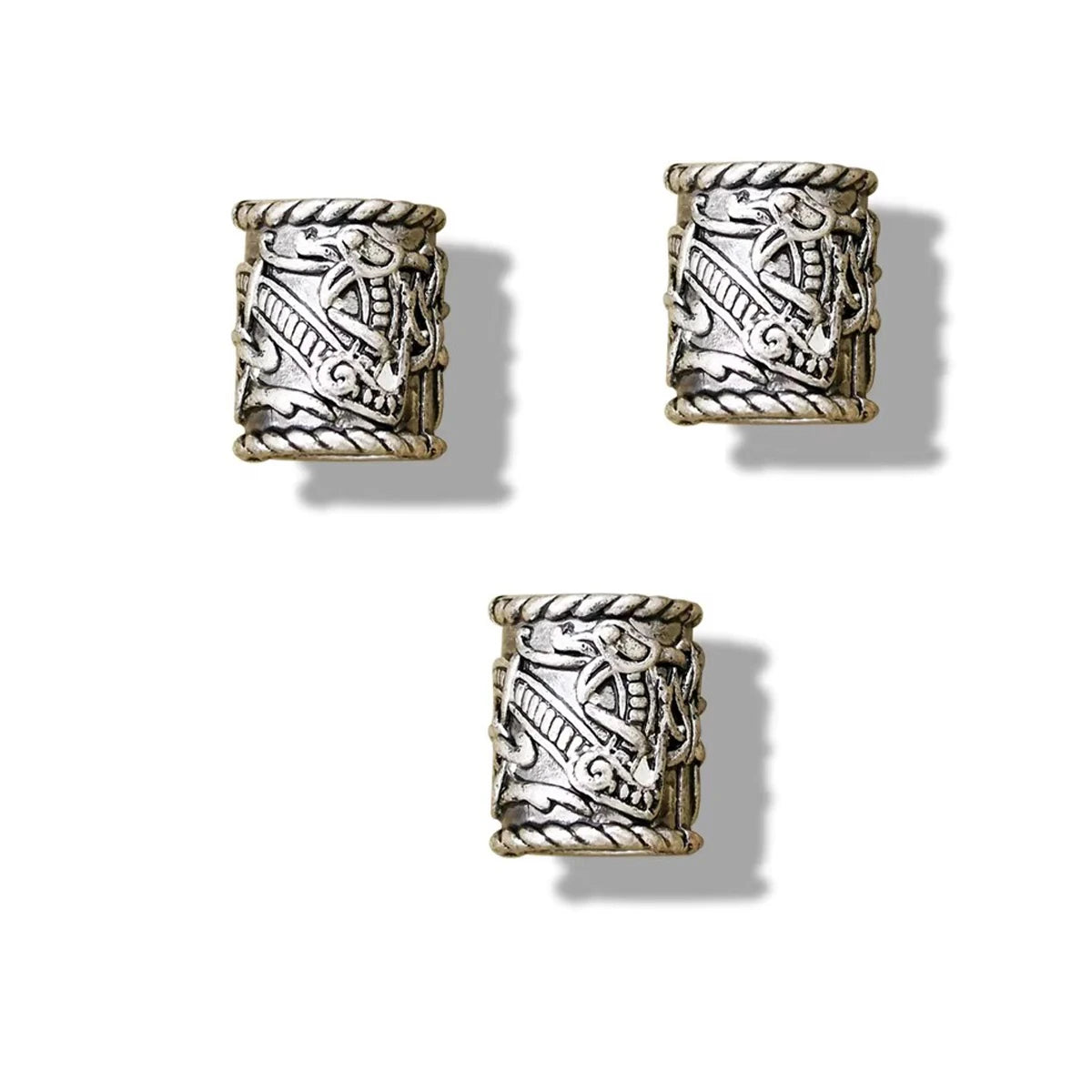 3x Norse Viking Pirate Hole Beard Bead Dreadlocks Ring Hair Braid Metal Tubes Clip Pin Dwarven Jewelry Headband Accessories
