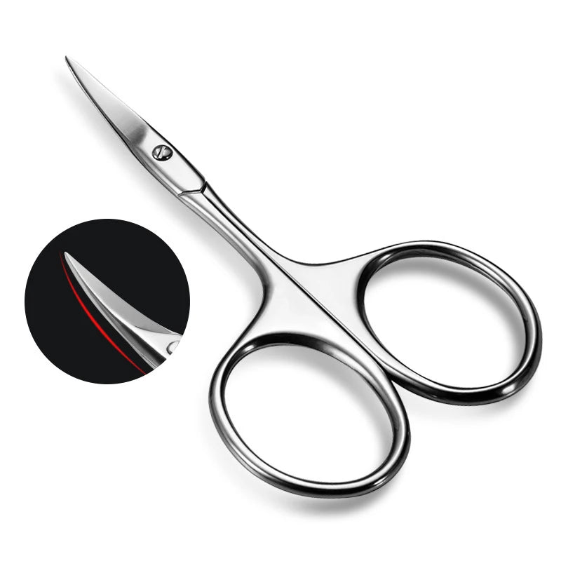 Extra Fine Curved Eyebrow scissors Professional Manicure Tool, Durable Stainless Steel with Precision Secondary Blade
