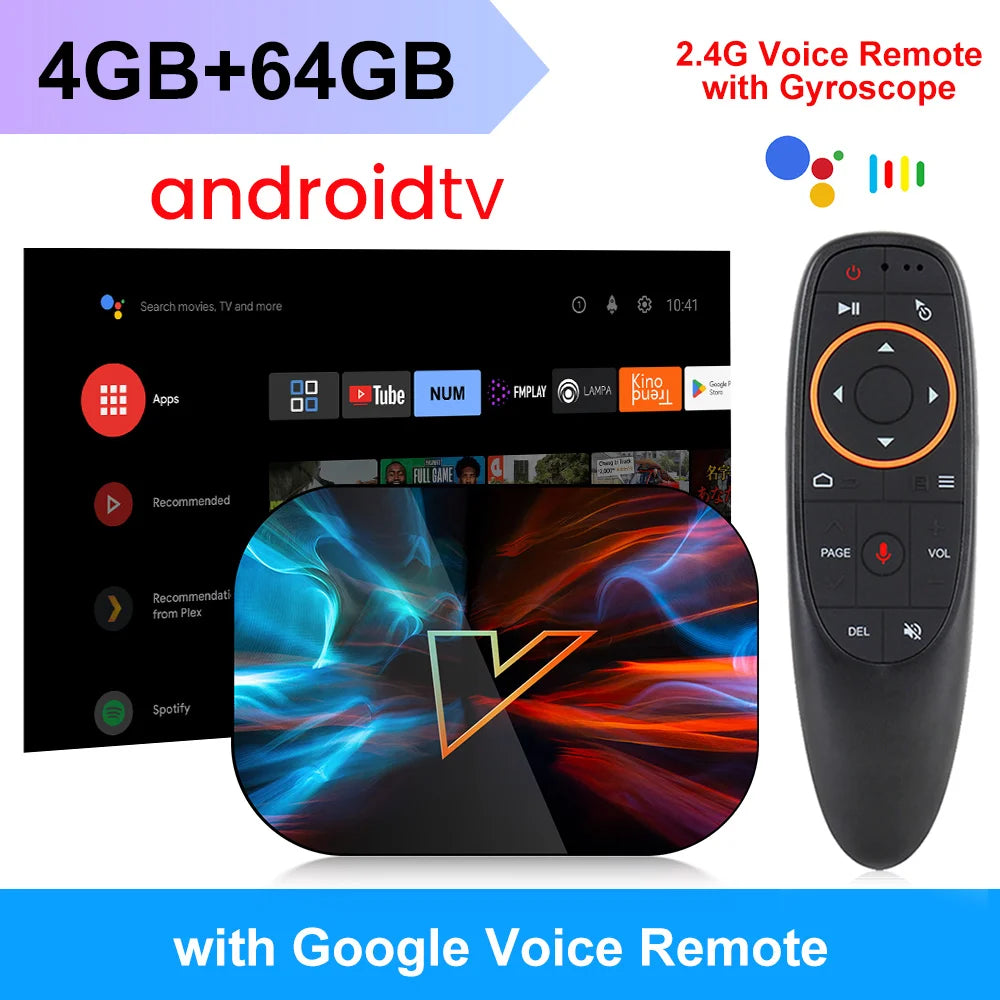 VONTAR X4 ATV Androidtv 11.0 Smart TV Box Amlogic S905X4 Support Google Voice Input 4K AV1 1000M LAN Wifi DDR3 4GB EMMC 32G/