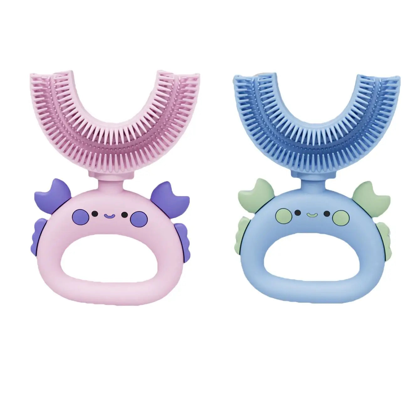 2pcs Dinosaur Tiger Crab Kids U-Shaped Silicone Toothbrush, Manual 360° Cleaning Brush, Baby Teething Toy, Oral Care Brush