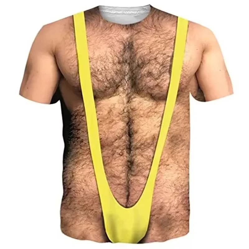 Hairy Chest Men T Shirt 3d Printed Muscle Fake Abs T-shirt Cosplay Costume Tee ShirtsSummer Women Tshirt Clothing Kid Tshirt Y2k