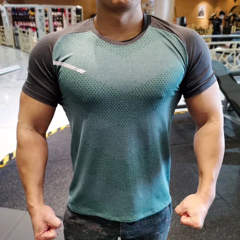 Men's Sports T-Shirt Outdoor Running Workout Tops Marathon Sportswear Basketball Jerseys Fitness Joggers Stretch Short Sleeve