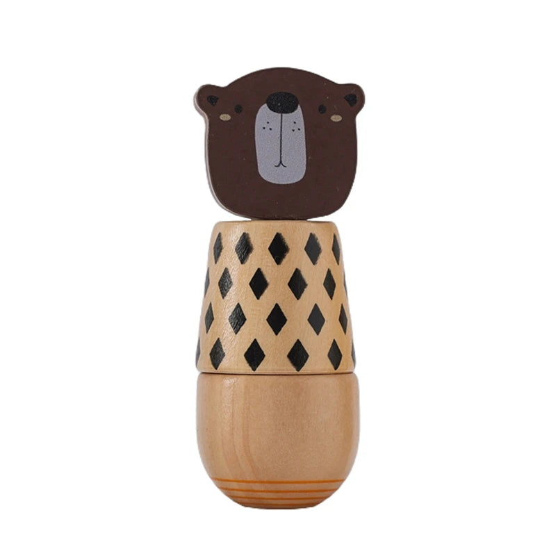 Baby Wooden Montessori Toy Develop Kid Hand-on Ability Toy Hand Bell Toy Children Animal Puzzle Classic Educational Toy Kid Gift
