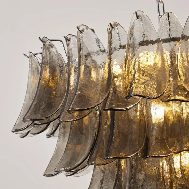 Murano Gray Glass Artistic Shell Design Indoor Led Chandelier Lamps For Bedroom Living Dining Room Home Decor Lighting
