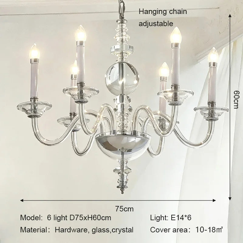 French Medieval Style Glass Crystal Candle Chandeliers Living Room Art Decor E14 Pendant Lights Lighting Bedroom Hanging Lamps