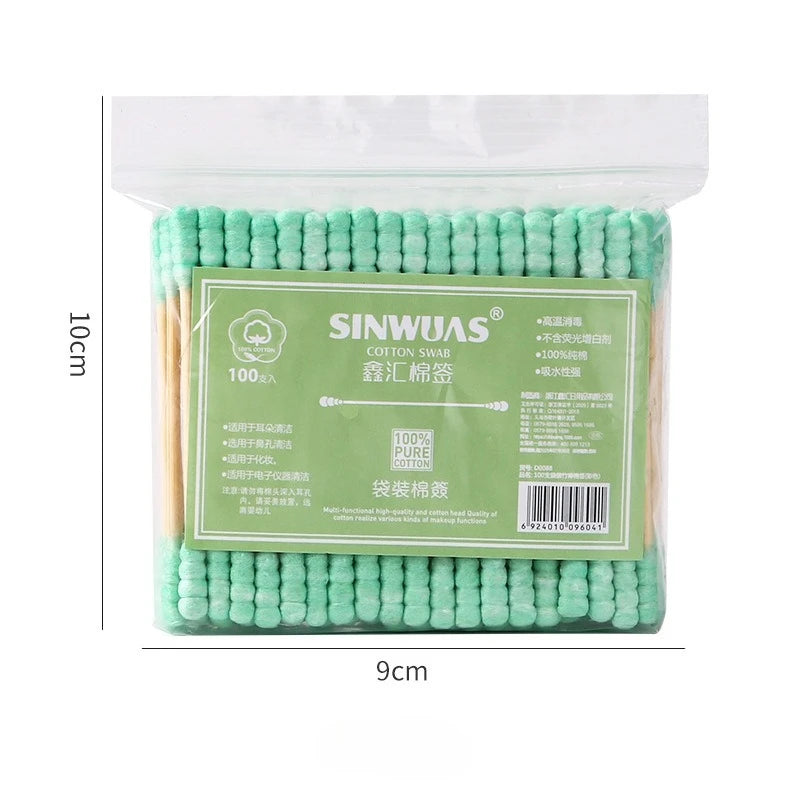 New in 100pcs Bamboo Baby Cotton Swab Cleaning of Ears Tampons Health Beauty Cotton Swab Ear Cleaning Sticks Makeup Disposable
