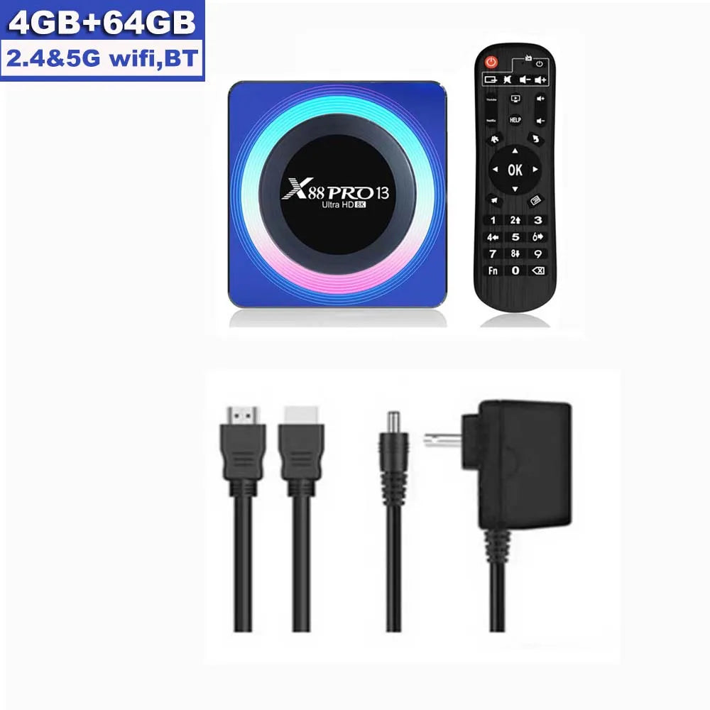 X88 PRO 13 Android 13 TV Box Rockchip RK3528 2.4G 5G Wifi6 BT 8K Decoding 16G 32G 64G