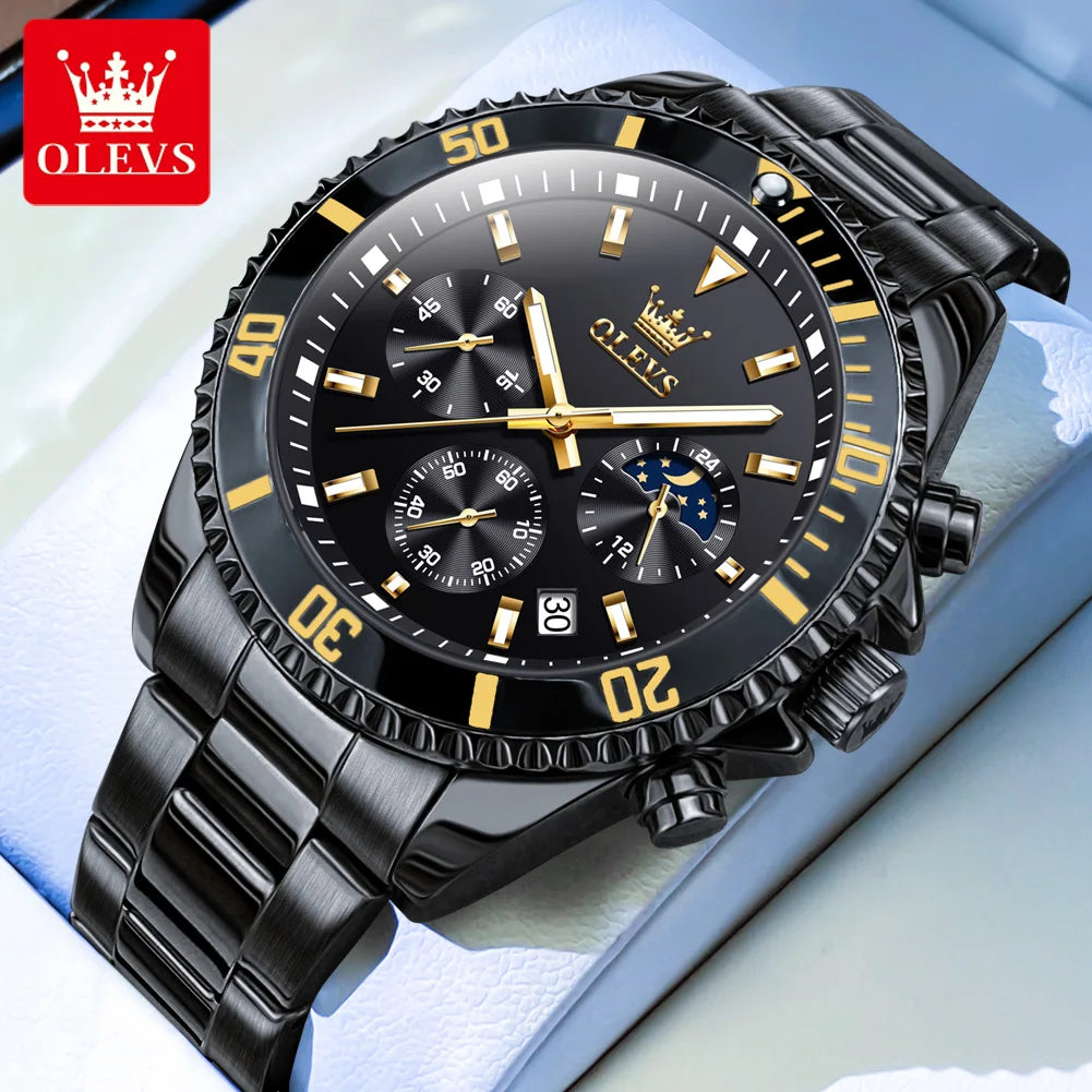 OLEVS Watches For Men Classic with Date Dress Luxury Big Face Waterproof Luminous Men's Wrist Watch Stainless Steel Men Watch