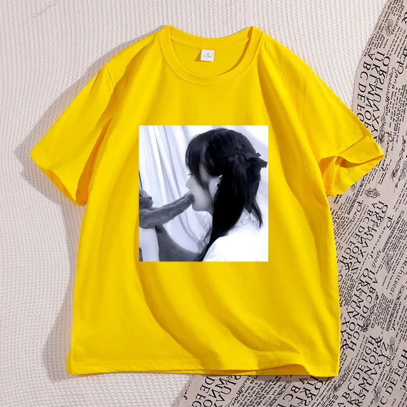 Funny Dirty Heart Cat T-shirt Men's Fashion Street Wear High Quality Tshirt Man Designer Clothes Unisex Cotton Short-sleeve