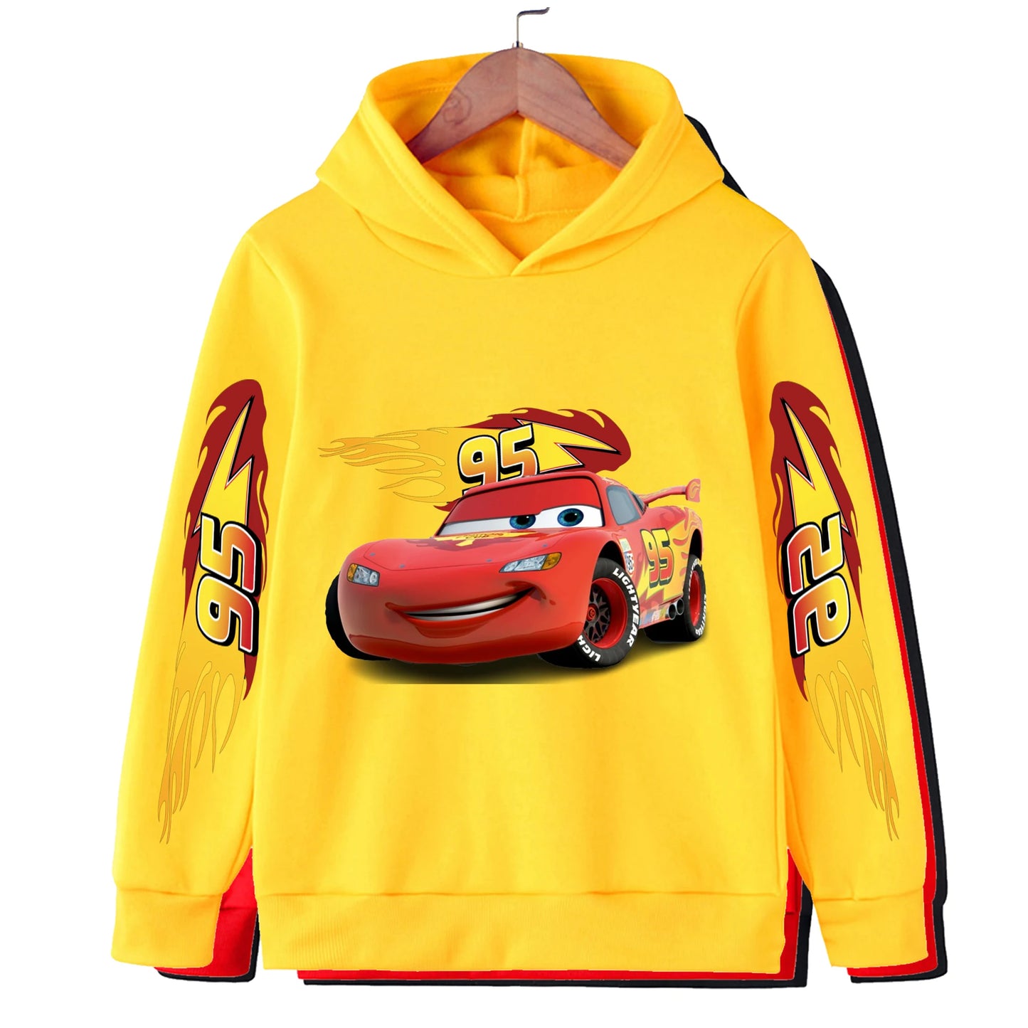 Fall and winter new sweatshirts Disney car kids lightning McQueen cartoon print kids hoodie pants anime kawaii boys and girls