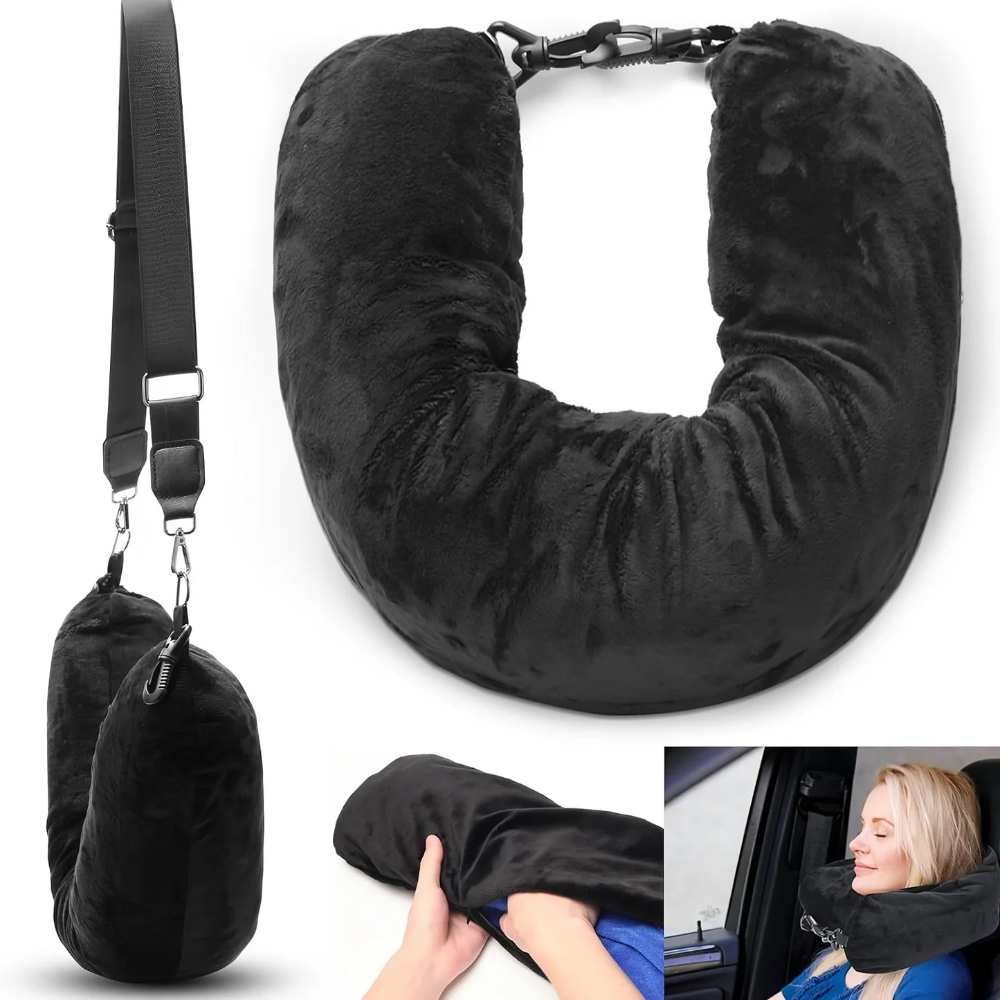 Multi-Functional Fillable Neck Pillow Lycra Fabric Stuff with Clothes, Portable Travel Bag Neck Support Pillow U Shape Pillow