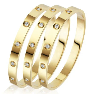 Stainless Steel Bracelets On Hand 6mm 4mm Bangles For Women Jewelry Lady Girl Women's Fashion Rhinestone Titanium Designer Gifts