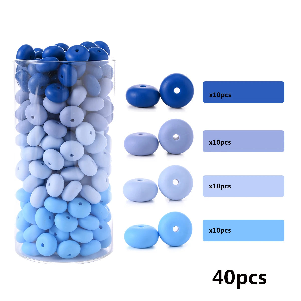 40Pcs 14mm Silicone Teether Chew Beads Colorful Flat Round Silicone Beads For DIY Food Grade Baby Pacifier Chain Jewelry Making