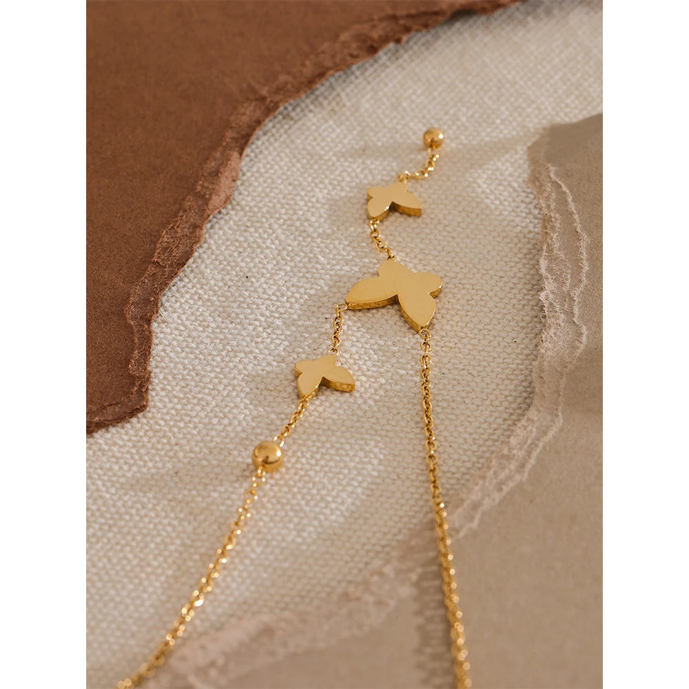 Yhpup Exquisite Butterfly Chain Pendant Necklace for Women Stainless Steel Fashion Collar Jewelry Waterproof