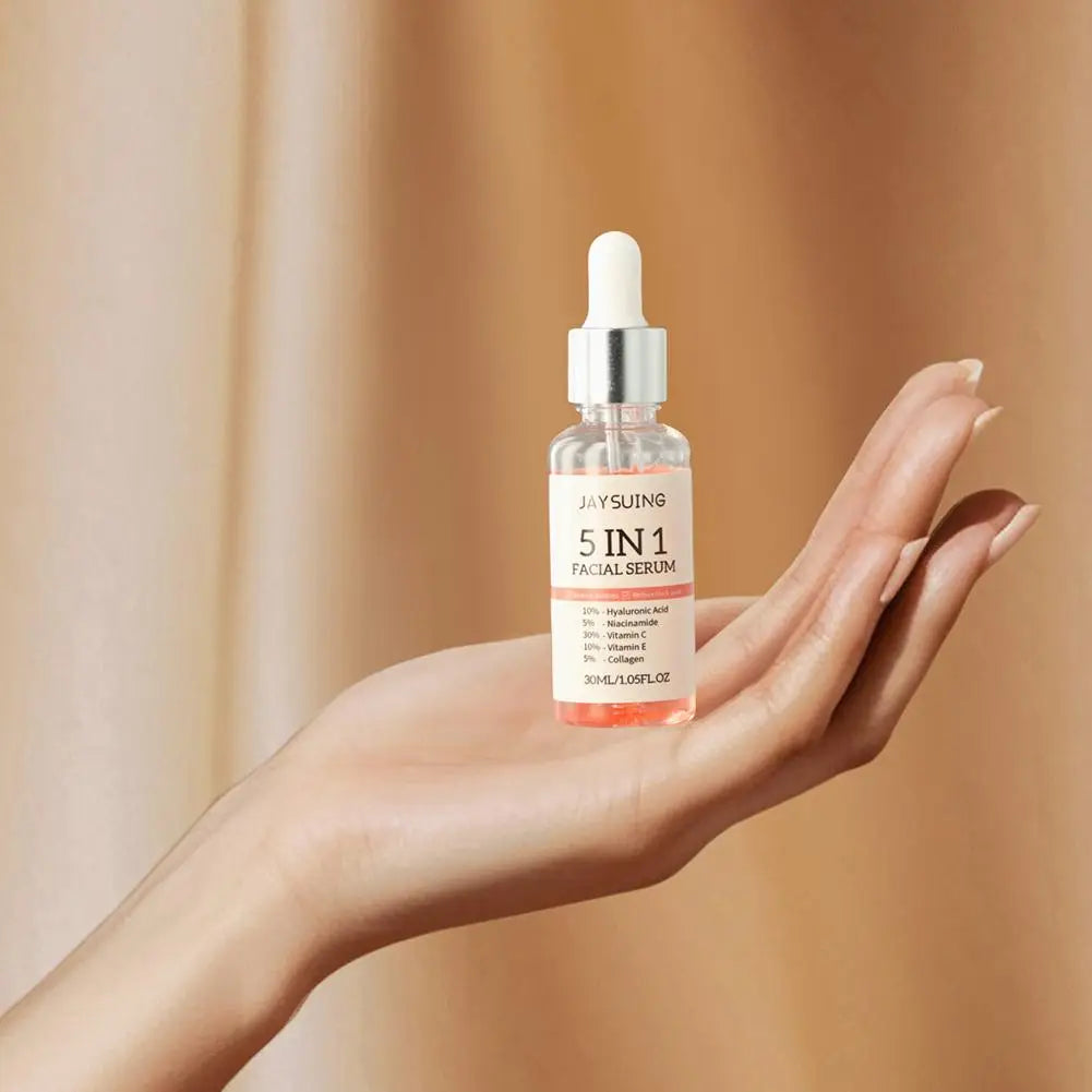 5-in-1 Face Serum 30ml - Moisturizing, Whitening, Anti-Wrinkle, Anti-Aging, Vitamin C & Hyaluronic Acid for Pore Minimizing