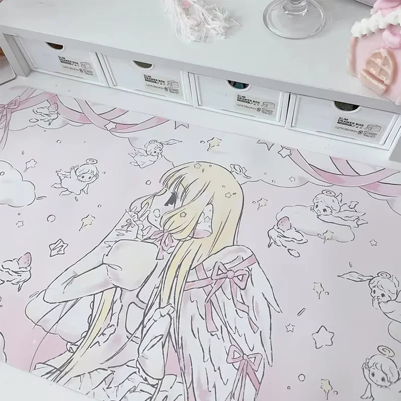 Cute Kawaii Ins Girl Mousepad Leather Waterproof Non-slip Dining Table Mat Cute Secondary Yuan Office Game Computer Keyboard Pad