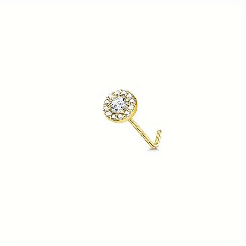 Drperfect 1Pc 22G Nose Studs L Shaped Nose Rings Studs for Women Opal CZ Heart Butterfly Nose Piercing Jewelry