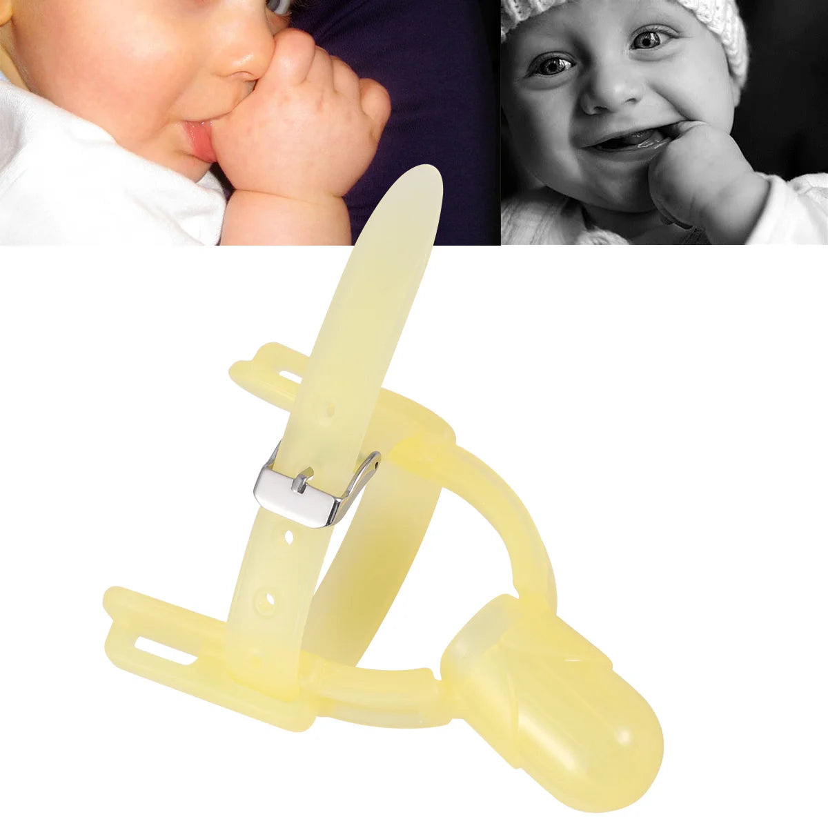 Baby Finger Protector Food Grade Silicone Anti-Bite Thumb Forefinger Cover Teether for Infant Kids Light Yellow Baby Finger