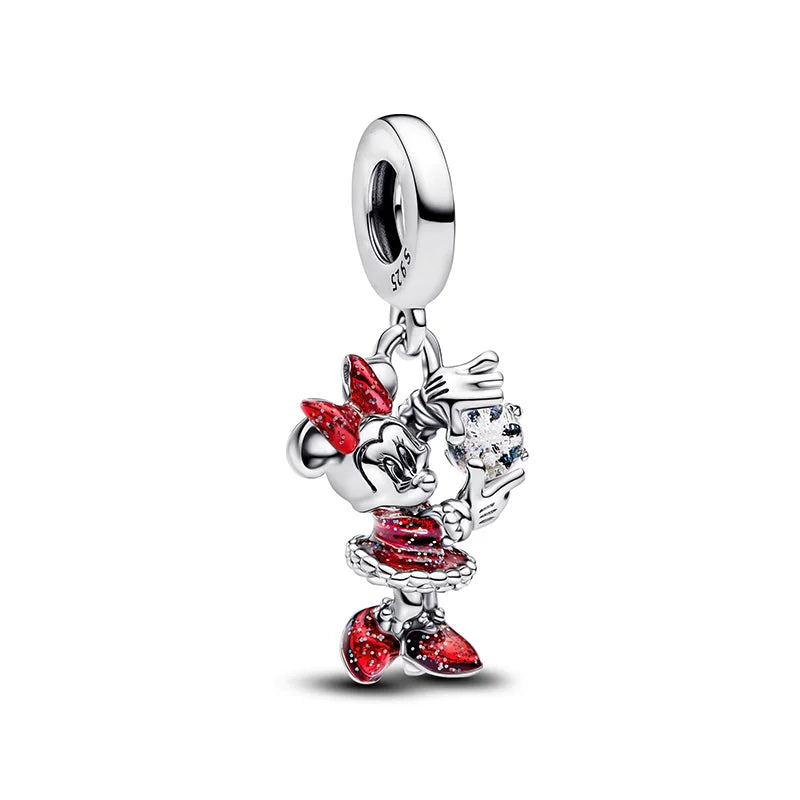Disney Plata De Ley 925 Silver Charm Monster Activity Flowers Pendant Beads Original Women Bracelets Bangles DIY Jewelry Gift