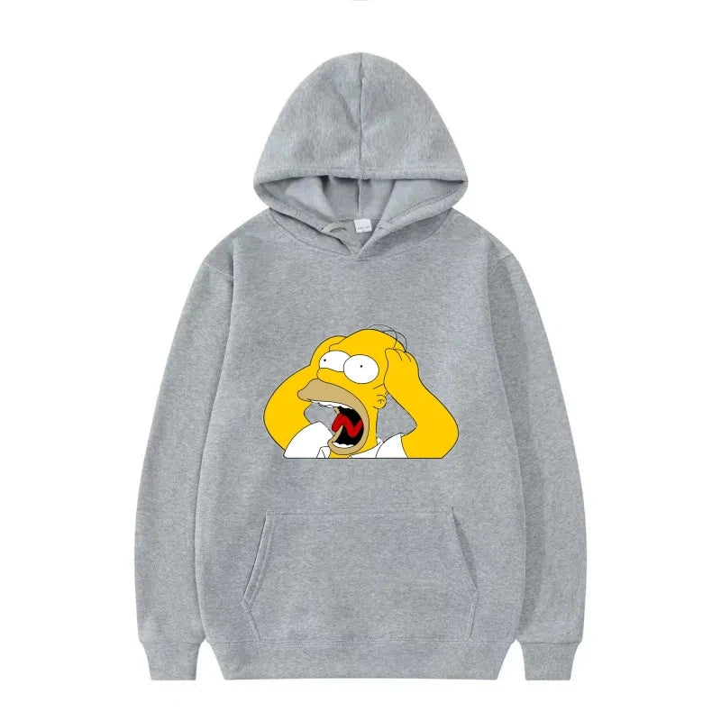 Disney The Simpsons Funny Pattern Casual Hooded Tops Men Woman Loose Comfortable Winter Black Sports Pullovers Fashion Clothing