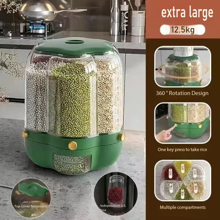 Moisture Proof Rice Bucket Rotating Sealed Grain Bucket Storage Box Practical Storage Box Kitchen Household Kitchen Products