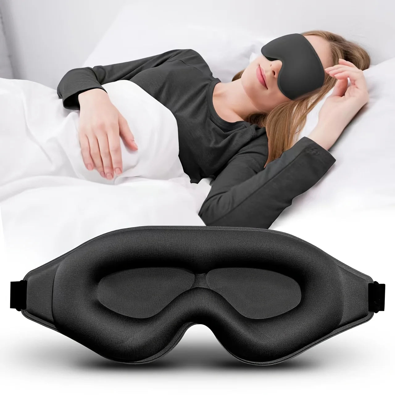 1PC 3D Stereoscopic Sleep Eye Mask - 100% light-blocking and noise-reducing, adjustable strap, soft and comfortable
