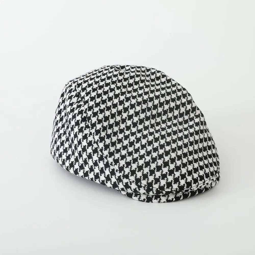 British Style Children's Forward Cap Retro Plaid Newsboy Hat Casual Octagonal Trendy Korean Version Knitted Casual Artist Hat