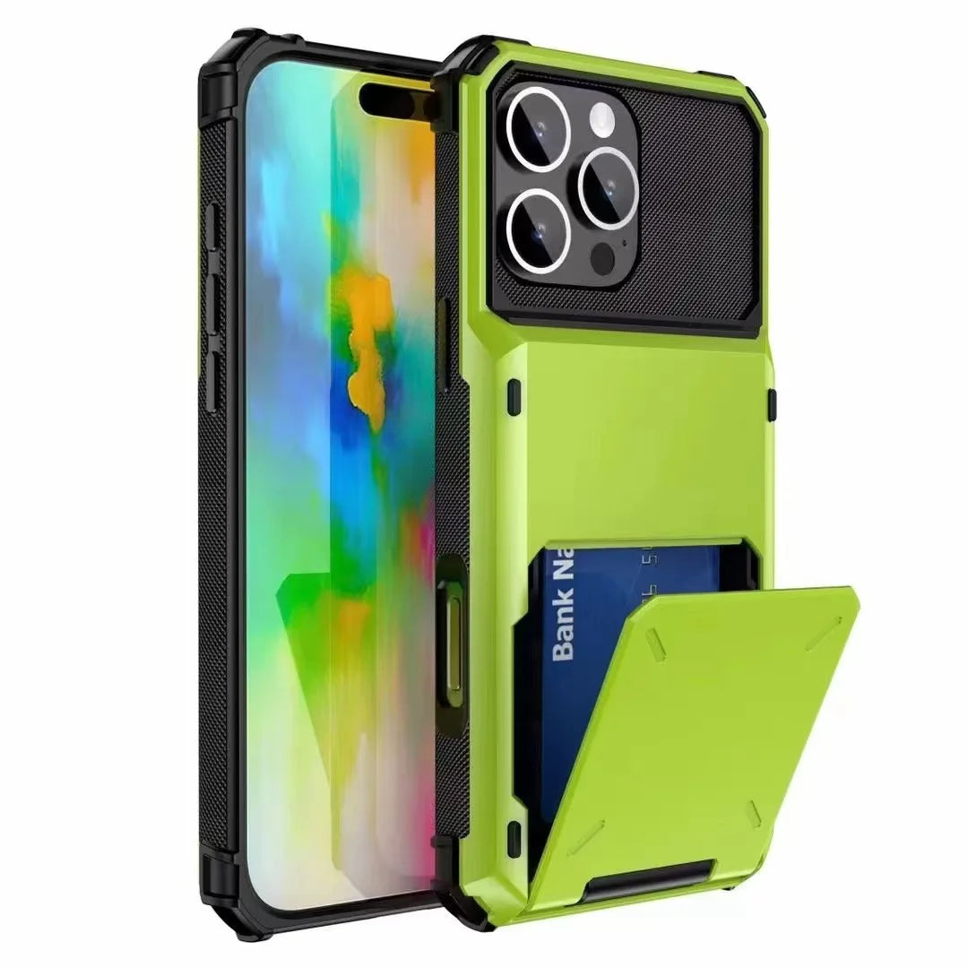Wallet Case for iPhone 17 Pro MAX 16 15 14 13 12 Mini 11 X XS Plus 16Plus 17Air Armor Card Slot Flip Hidden Pocket Hard PC Cover