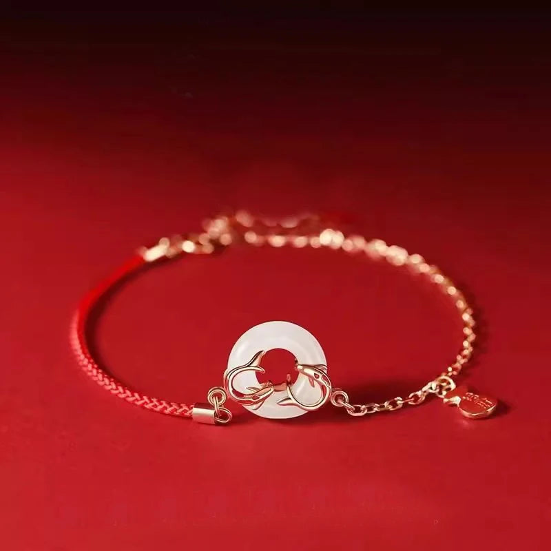 NEW European S925 Sterling silver Chinese Red Rope Safe Bracelet Chain For Women Birthday Party Gift Jewelry