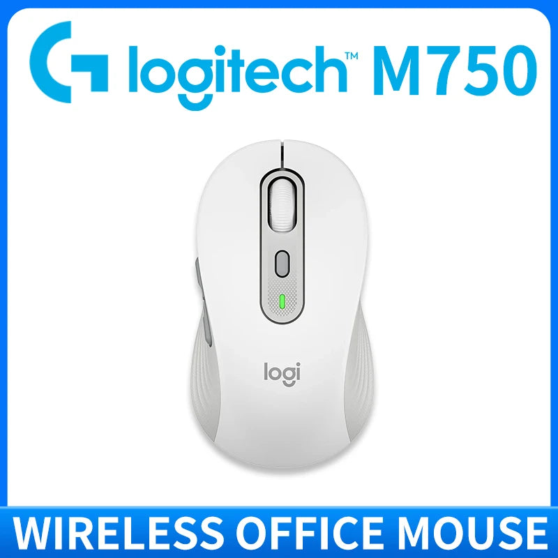 Logitech M750 Wireless Mouse Ergonomic Design Multi-Device Bluetooth & 2.4GHz Silent Click for Office Home PC Laptop