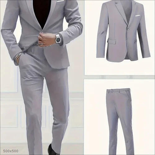 Business Casual Men's Two-Piece Suit Set Wedding Groomsmen Pure Color Formal Wear Spring Summer Autumn Winter New Arrival