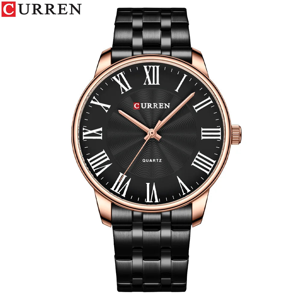 Curren 8422 Men's Minimalist Roman Numeral Quartz Watch, Water-resistant Round Business Wristwatch