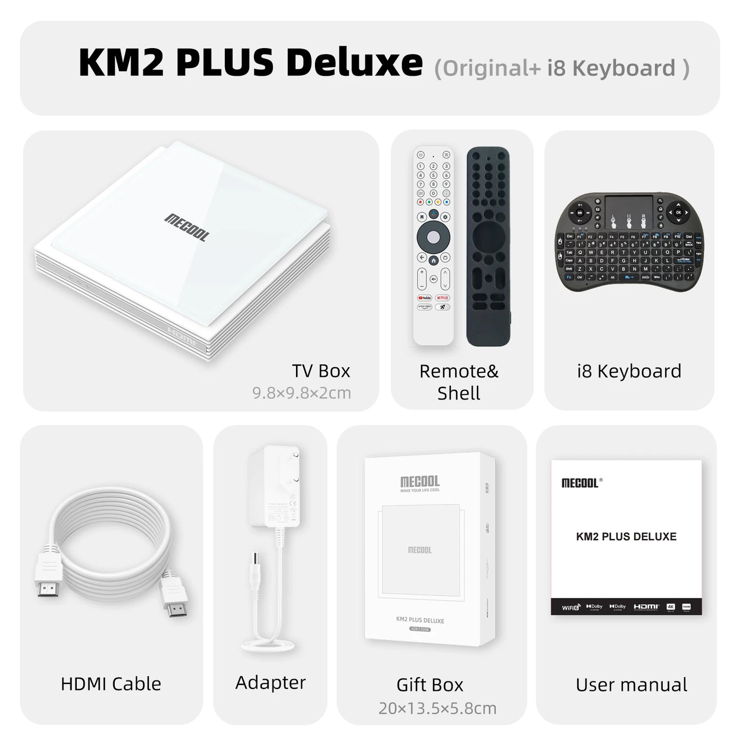 MECOOL Android TV Box KM2 Plus Deluxe With Netflix 4K Certified Dolby Atmos/Dolby Vision 4+32G WiFi6 1000M LAN Port Media Player