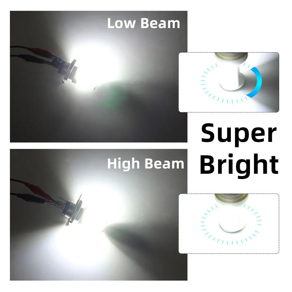 1pcs Motorcycle LED Headlamp H4 BA20D High Low Beam COB LED Headlamp Ceramic Lamp Double Claw S2 Electric Vehicle