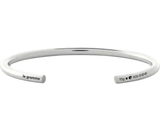 French Le Gramme Luxury Smooth Brushed Open Bracelet 925 Sterling Silver Men Women Fashion Wire Rope Bracelet Gift