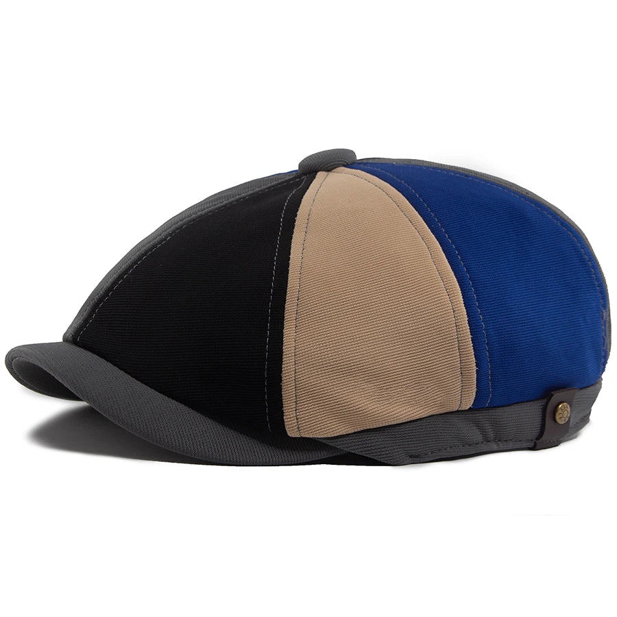 Beret Men&Women Spring Autumn Solid Patchwork Vintage Newsboy Cap Female Casual Retro Hat For Unisex Elastic Head Circumference