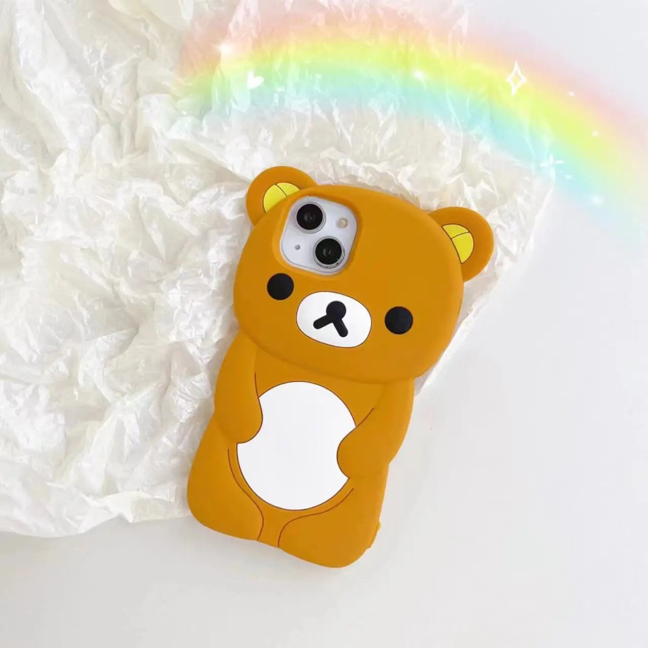 Cute Rilakkuma Bear Phone Case For iPhone 17 16 15 14 13 12 11 Pro Max Plus X XR XS Max 6 7 8 Plus Cartoon Silicone Back Cover