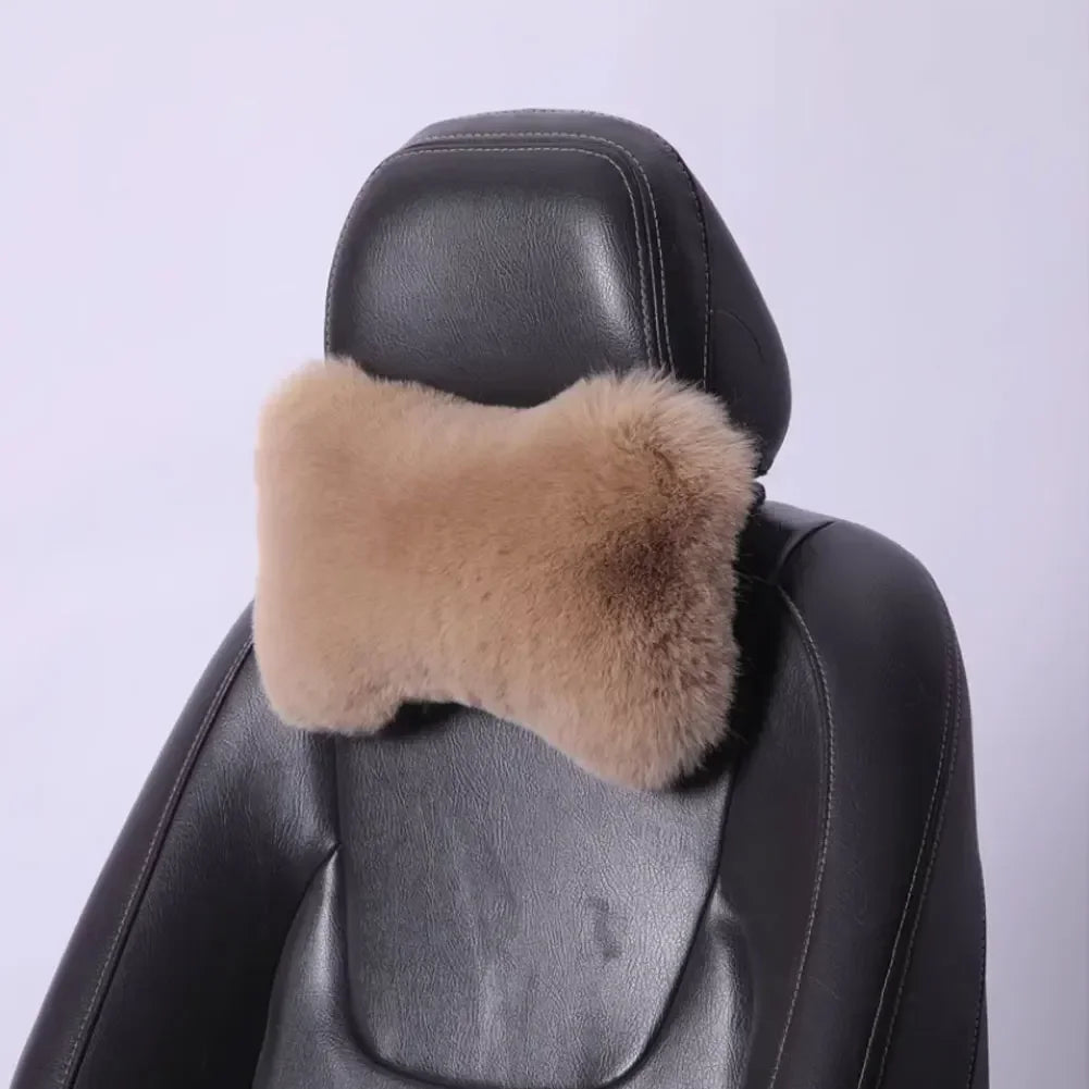 Winter Car Seat Neck Rest Pillow Plush Car Headrest Plush Cushion Warmth and Comfort Universal Lumbar Pillow Support Accessories