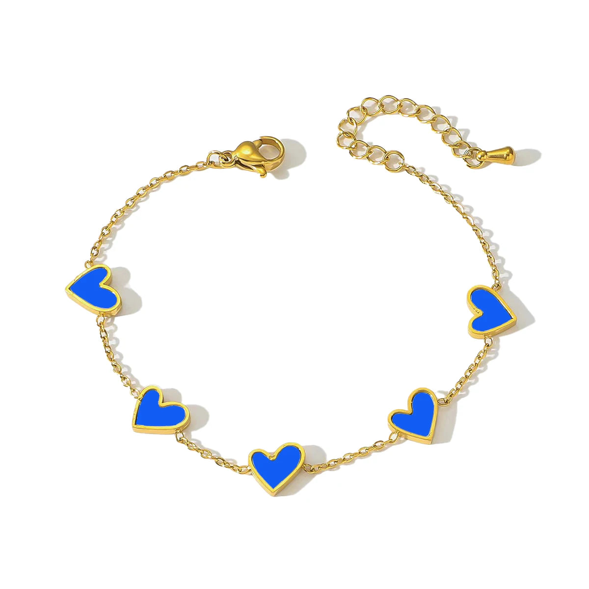 Romantic Heart Love Bracelet for Women Multi-color Stainless Steel Bracelet Gold Plated Luxury Wrist Chain Jewelry Girl Gifts