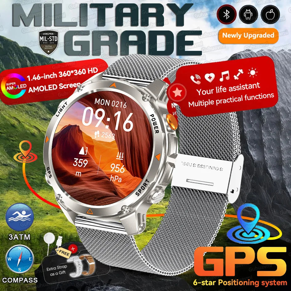 Forerunner 570 GPS Smart Watch 3ATM Waterproof AMOLED Screen MULTI-BAND GNSS Compass Altimeter Flashlight Sports Smartwatch Men