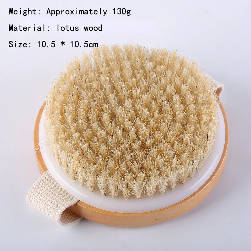 2 in 1 Dry Skin Body Massage Brush Natural Bristle Dead Skin Remover Anti Cellulite Exfoliates Blood Circulation Massage Tools