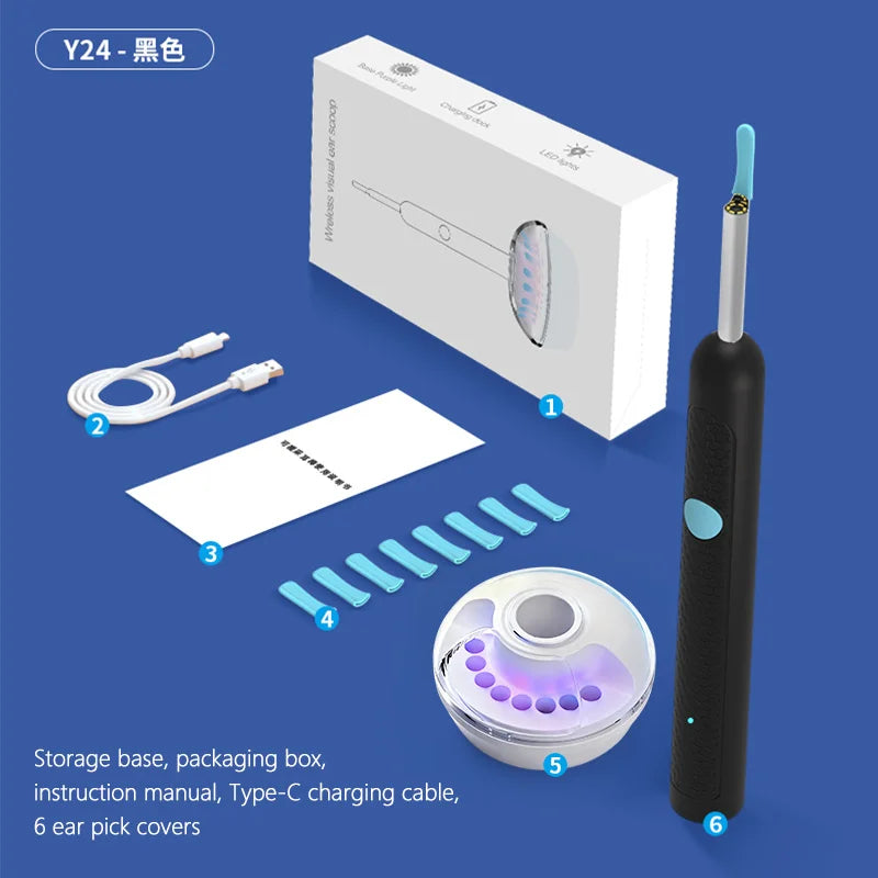 Wireless Visual Ear Cleaner HD Camera LED Light Rechargeable Ear Wax Removal Tool for All Ages