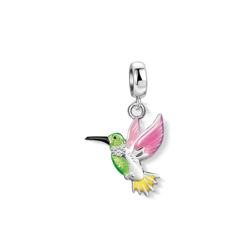 Hot Selling 925 Silver Hummingbird,Bird Bead Pendant Suitable for European Original Bracelet DIY Accessories Exquisite Jewelry