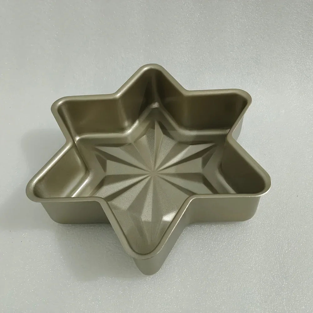 1PC hexagonal non stick bread mold snowflake shaped cheese mousse sponge cake creative face mold baking tray